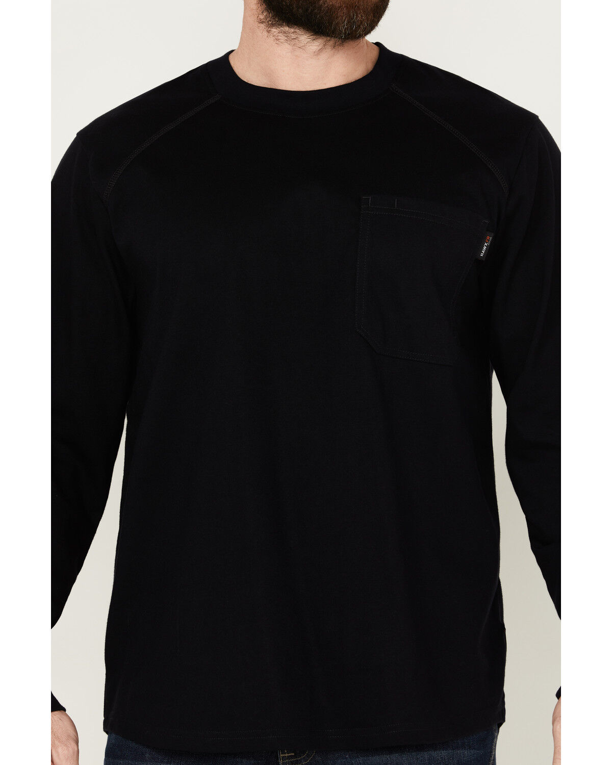 Image #3 - Hawx Men's FR Long Sleeve Pocket T-Shirt, Navy, hi-res