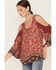 Image #2 - Wild Moss Women's Floral Print Cold Shoulder Top, Rust Copper, hi-res