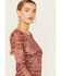 Image #2 - Vocal Women's Snake Print Long Sleeve Mesh Top, Rust Copper, hi-res