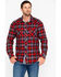 Rock & Roll Denim Men's Yarn Dye Satin Plaid Print Long Sleeve Western Shirt , Red, hi-res