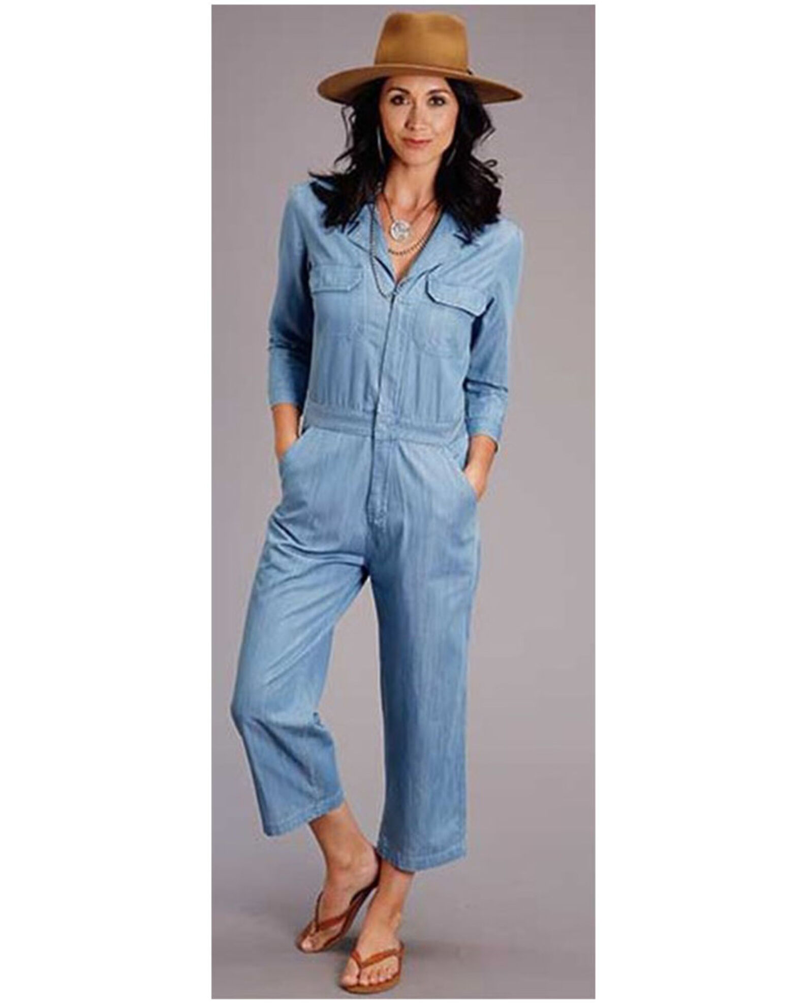 Product Name Stetson Women s Chambray Tencel Long Sleeve Jumpsuit