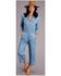 Stetson Women's Chambray Tencel Long Sleeve Jumpsuit, Blue, hi-res