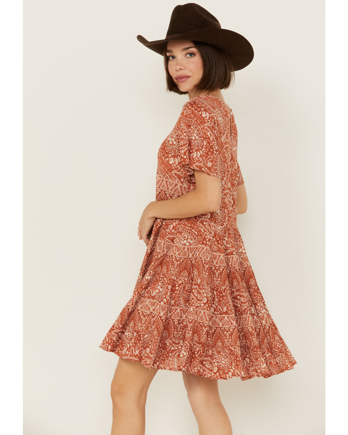 Image #4 - Bila Women's Toluca Short Sleeve Mini Dress, Caramel, hi-res