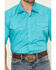 Image #3 - Roper Men's Amarillo Solid Short Sleeve Pearl Snap Stretch Western Shirt, Teal, hi-res
