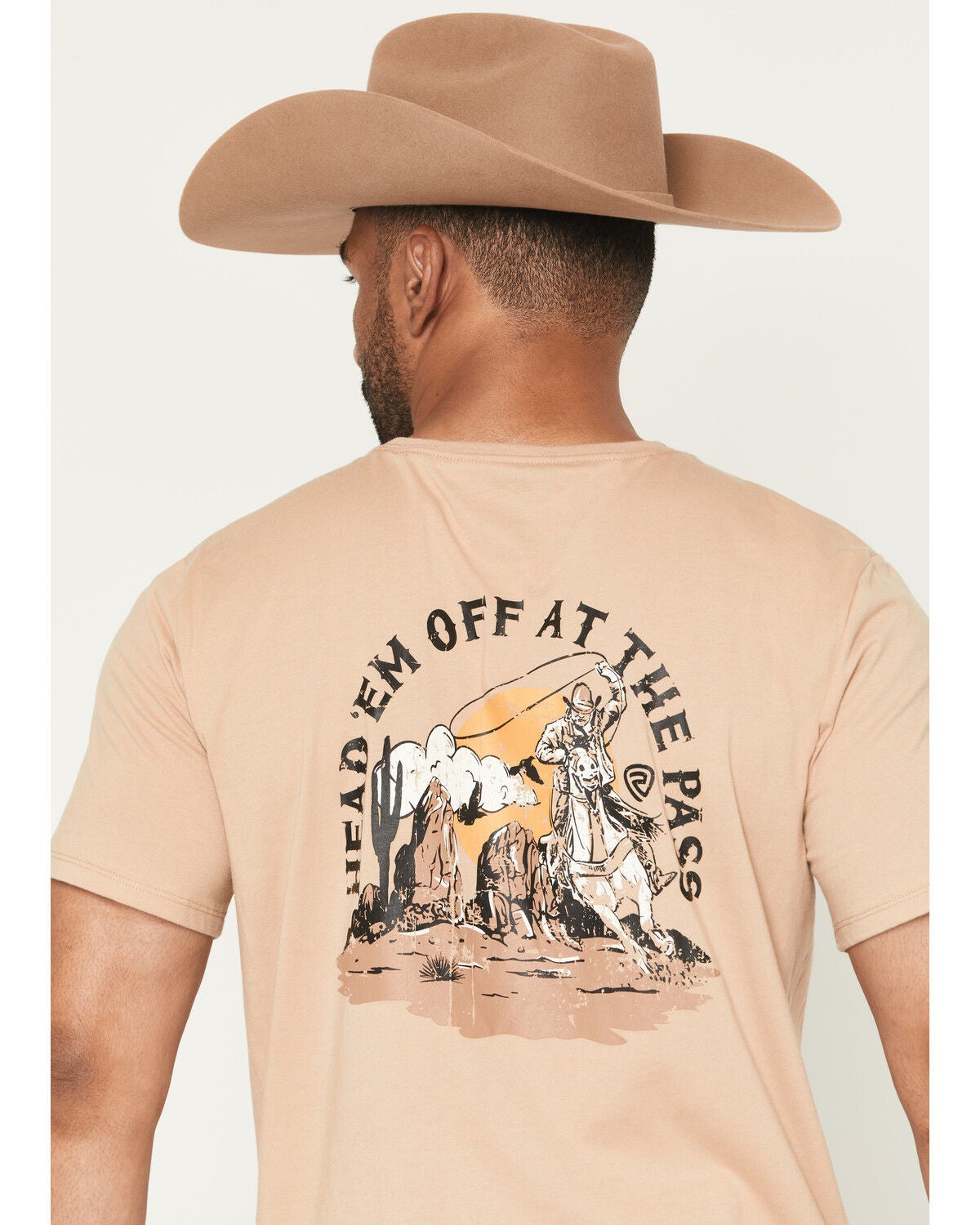 Image #4 - Rock & Roll Denim Men's Bronco Rider Short Sleeve Graphic T-Shirt, Tan, hi-res
