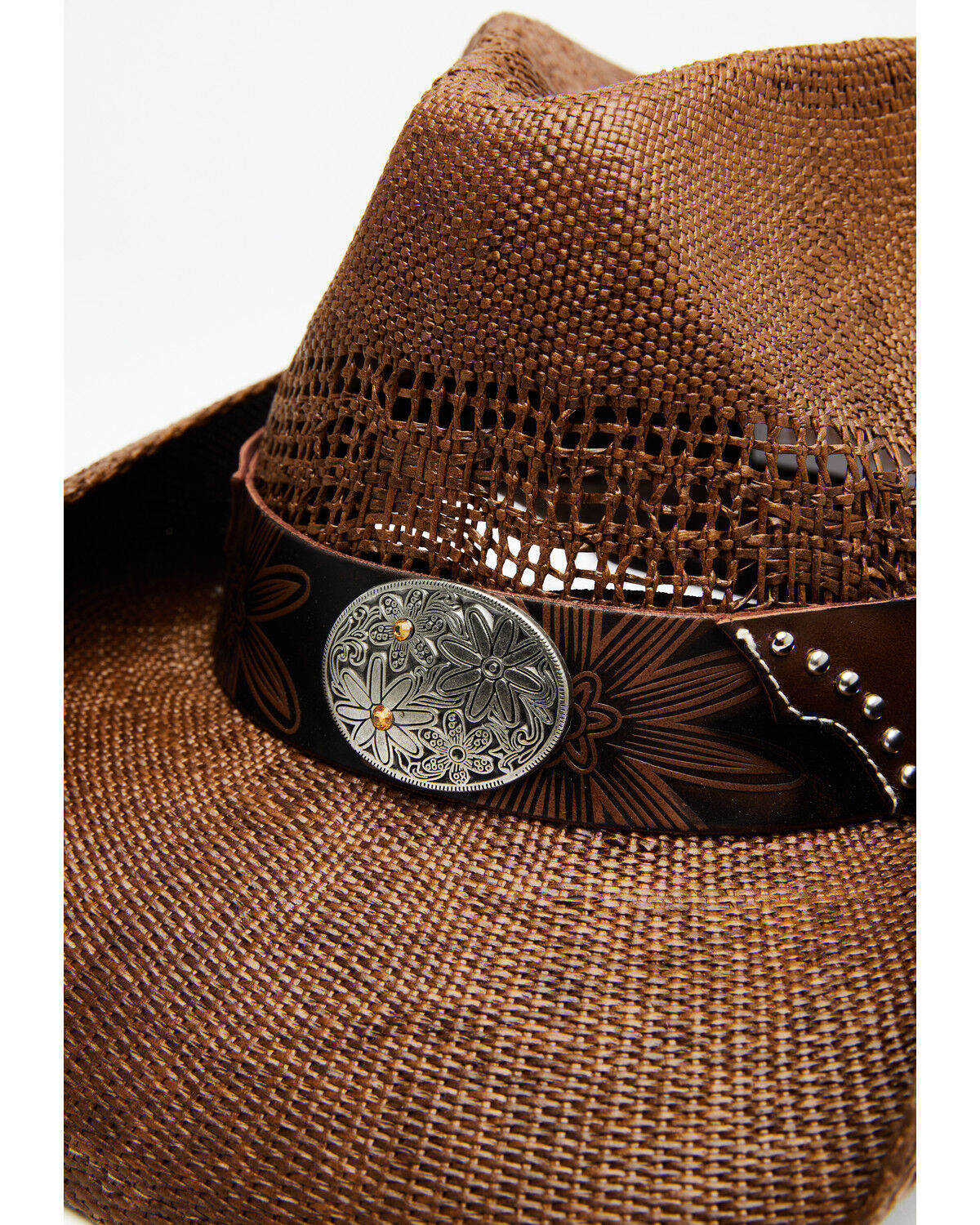 Image #3 - Shyanne Girls' Shane Raffia Straw Western Hat, Brown, hi-res