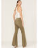 Free People Women's Just Float On High Rise Flare Jeans, Olive, hi-res