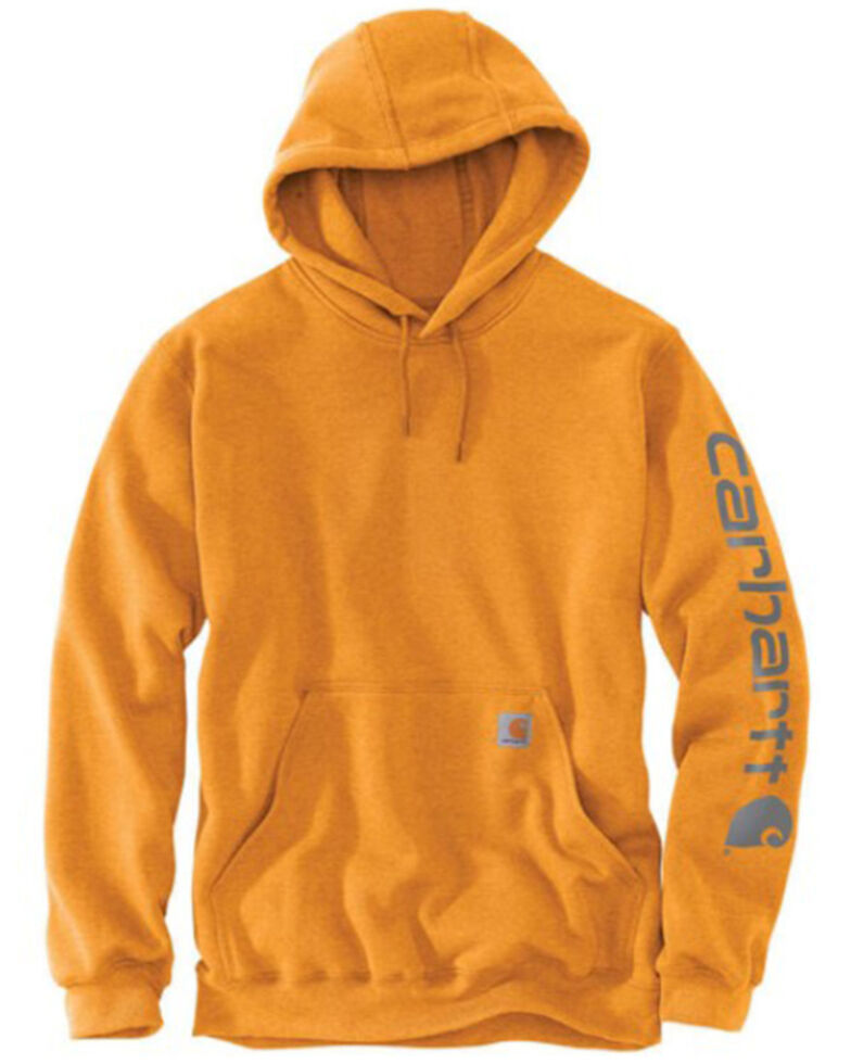 Carhartt Men's Solid Midweight Logo Sleeve Graphic Hooded Work Sweatshirt , Yellow, hi-res