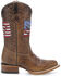 Image #2 - Corral Girls' Patriotic Embroidered Western Boots - Broad Square Toe, Brown, hi-res