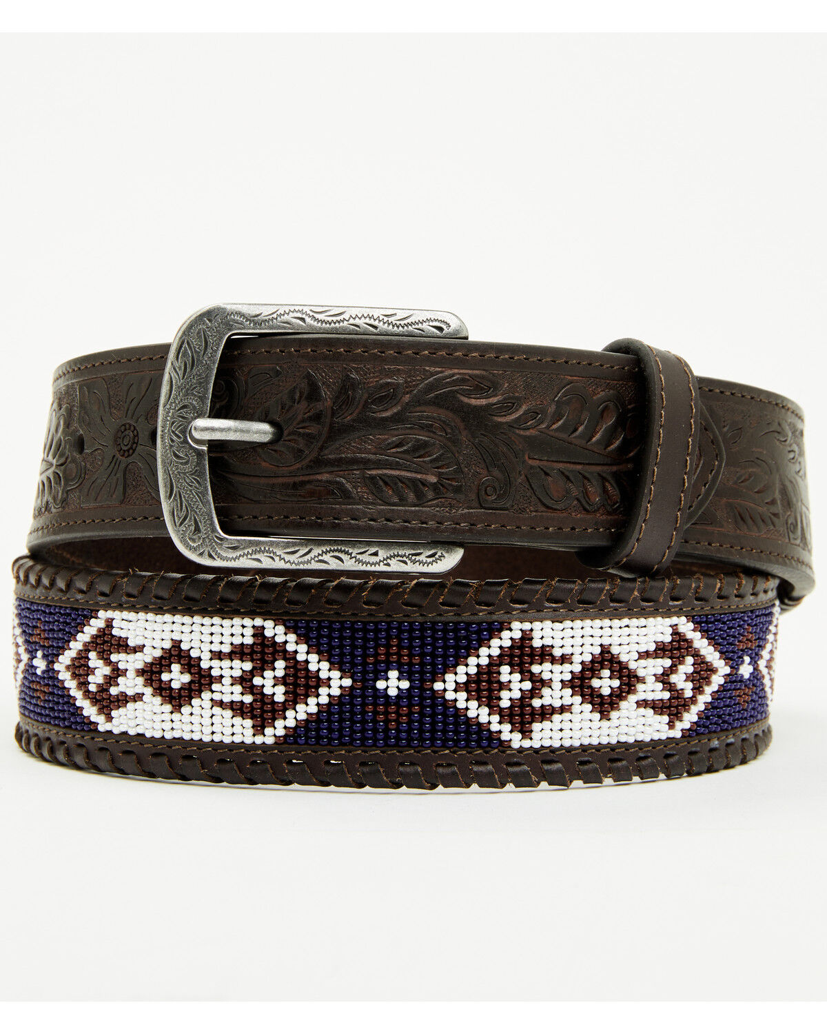 Image #1 - Cody James Men's Holt Beaded Tooled Belt, Black, hi-res