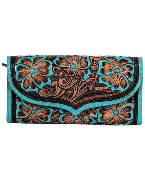 Myra Bag Women's Flower Crest Ridge Wallet , Turquoise, hi-res