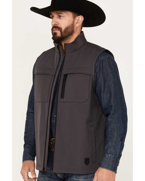 Image #2 - RANK 45® Men's Millford Solid Softshell Vest, Charcoal, hi-res