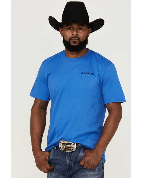 Image #1 - RANK 45® Men's Rock Solid Logo Short Sleeve Graphic T-Shirt , Royal Blue, hi-res