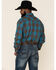 Image #4 - Rough Stock By Panhandle Men's Menlo Ombre Plaid Long Sleeve Western Shirt , Blue, hi-res