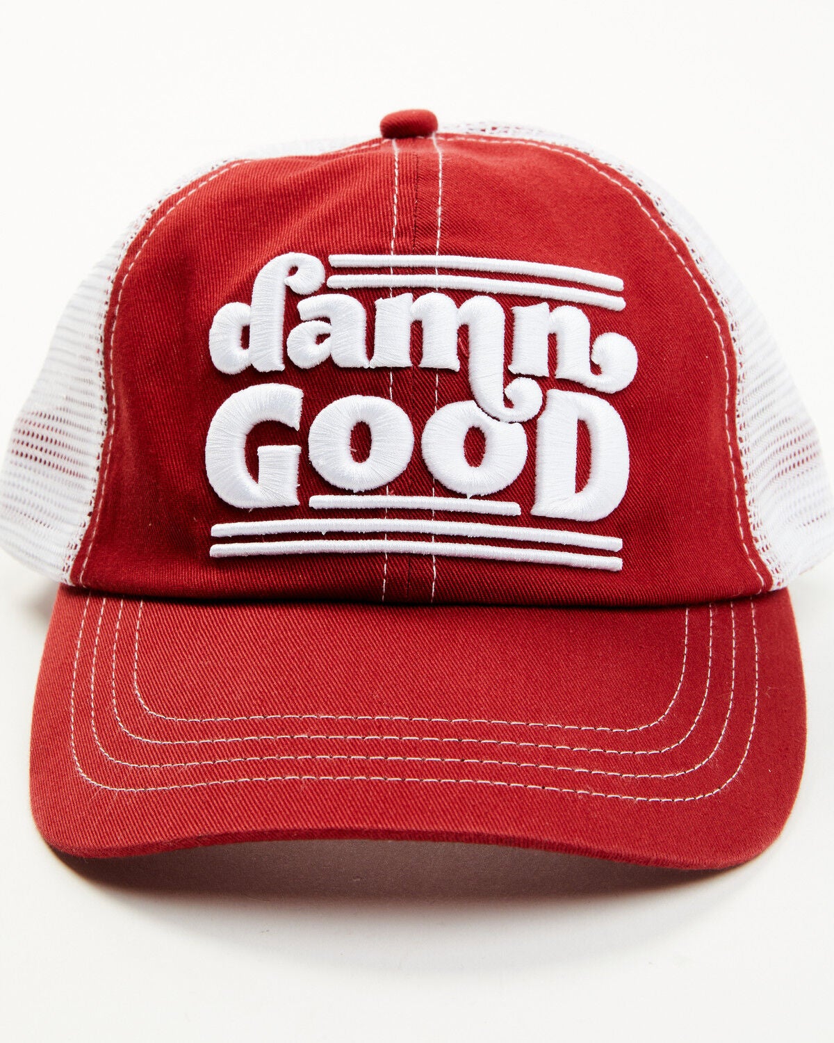 Idyllwind Women's Damn Good Embroidered Mesh-Back Ball Cap, Red, hi-res