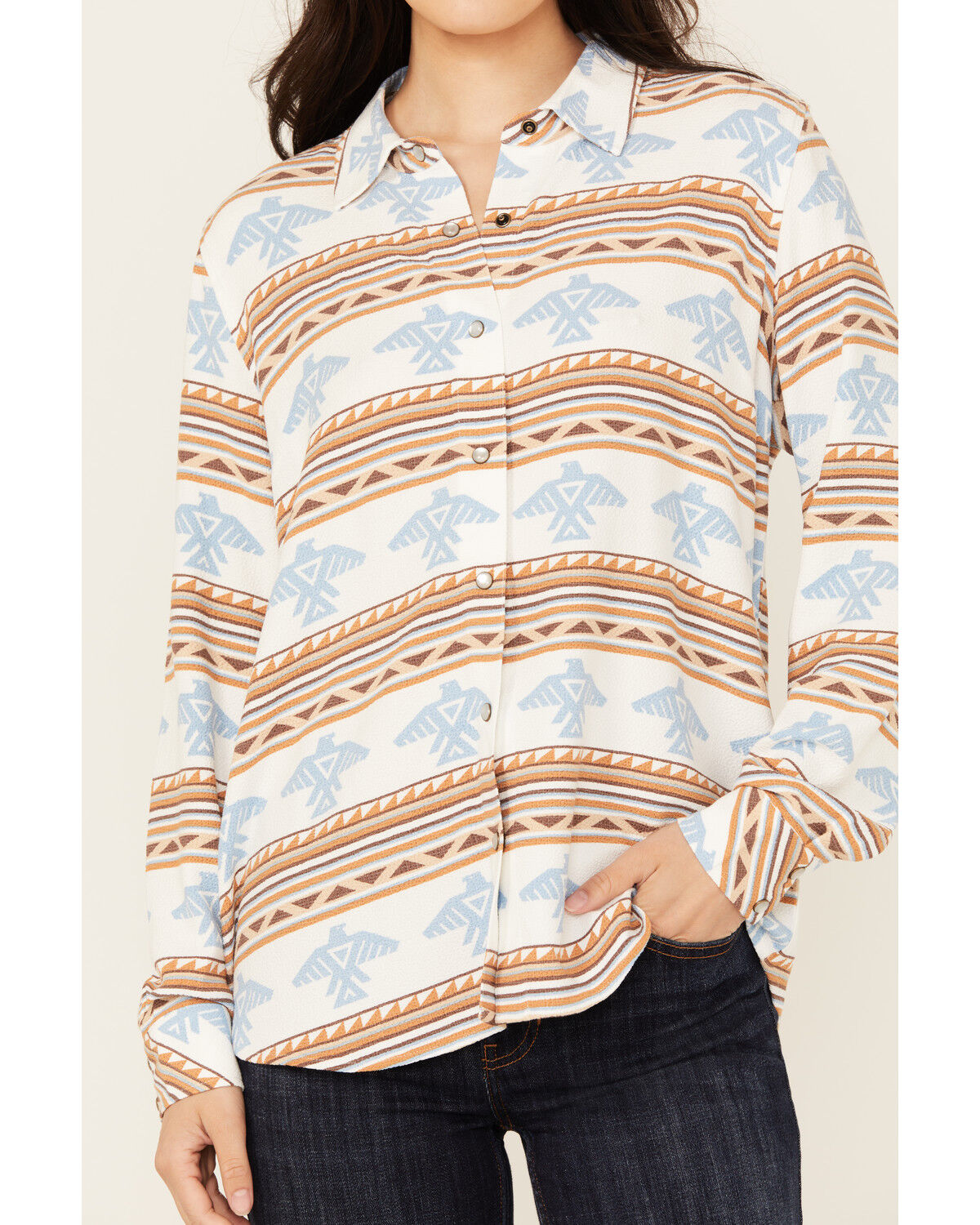 Image #3 - Idyllwind Women's Thunderbird Long Sleeve Snap Western Shirt, Ivory, hi-res