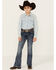 Image #1 - Grace in LA Girls' Medium Wash Fleur de Lis Pocket Bootcut Jeans , Medium Wash, hi-res