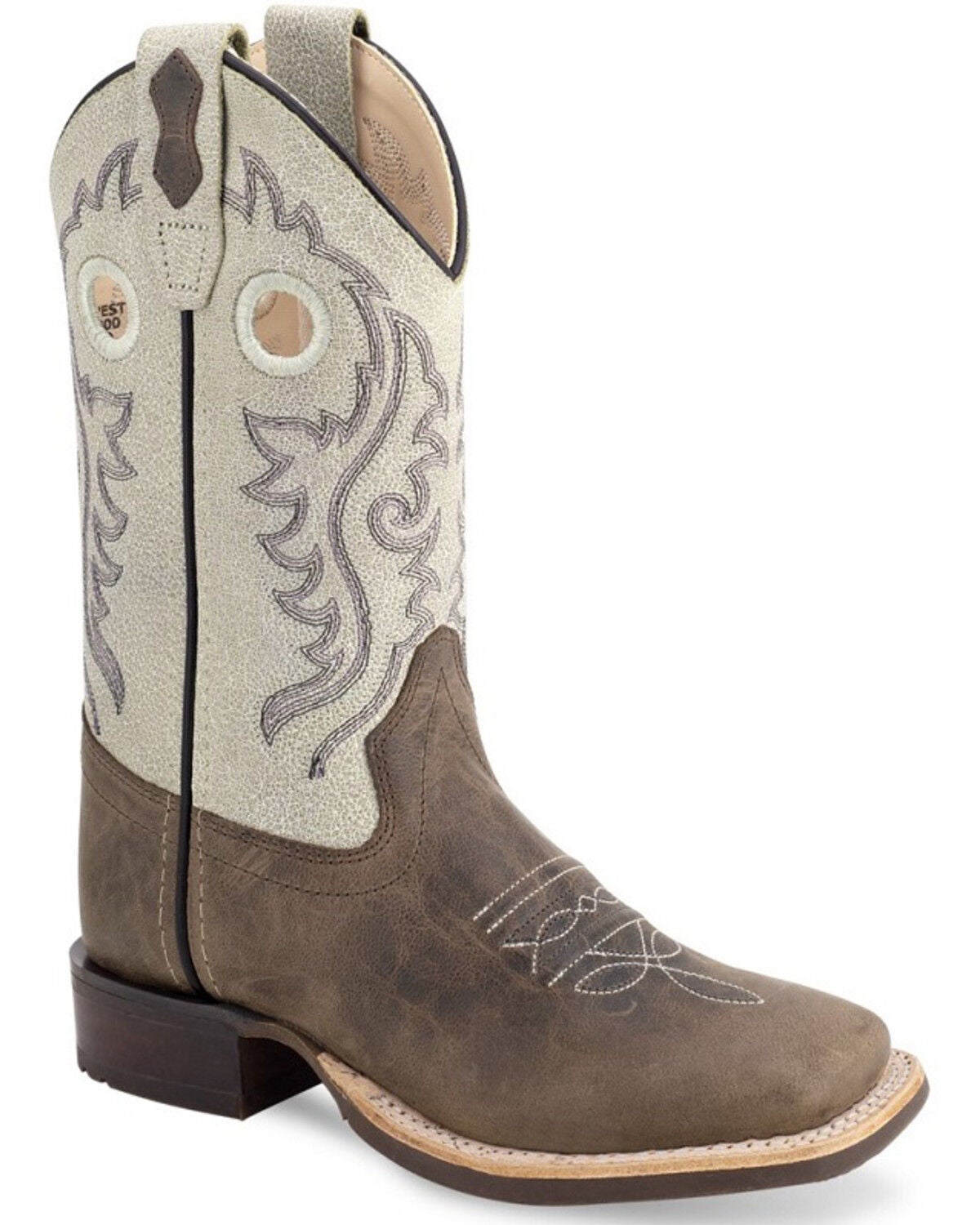 Image #1 - Old West Little Boys' Western Boots - Broad Square Toe, White, hi-res