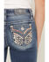 Image #4 - Miss Me Girls' Medium Wash Mid Rise Wing Pocket Bootcut Stretch Denim Jeans, Medium Wash, hi-res