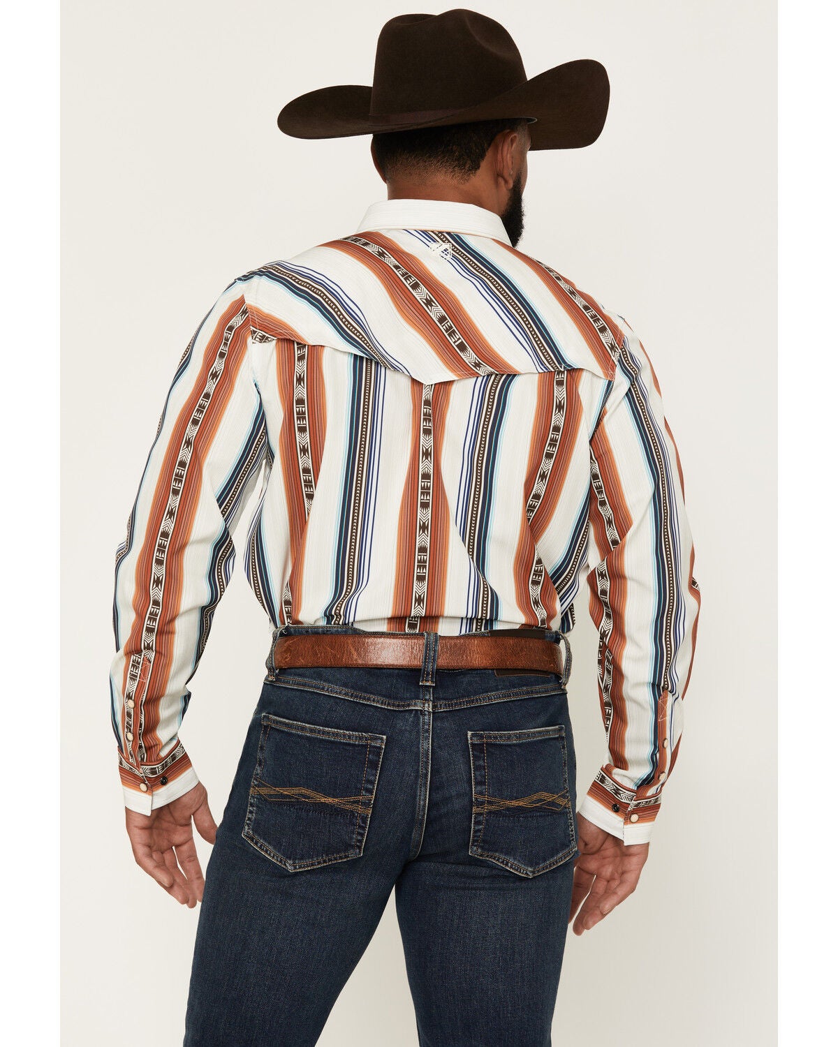 Image #4 - RANK 45&reg; Men's Rodeo Tech 2.0 Rider Striped Print Long Sleeve Snap Stretch Performance Shirt, Ivory, hi-res