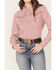 Image #3 - Cowgirl Hardware Women's Geo Print Long Sleeve Western Pearl Snap Shirt, Burgundy, hi-res