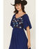 Image #3 - Shyanne Women's Embroidered Crinkle Flutter Sleeve Mini Dress, Blue, hi-res