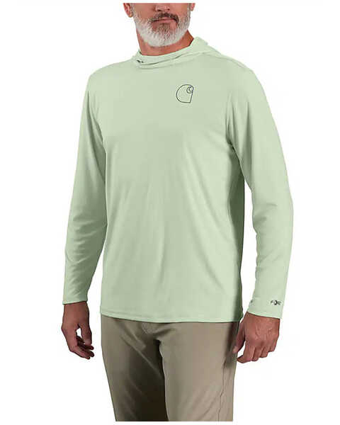 Image #1 - Carhartt Men's Force Sun Defender™ Lightweight Long Sleeve Graphic T-Shirt , Light Green, hi-res