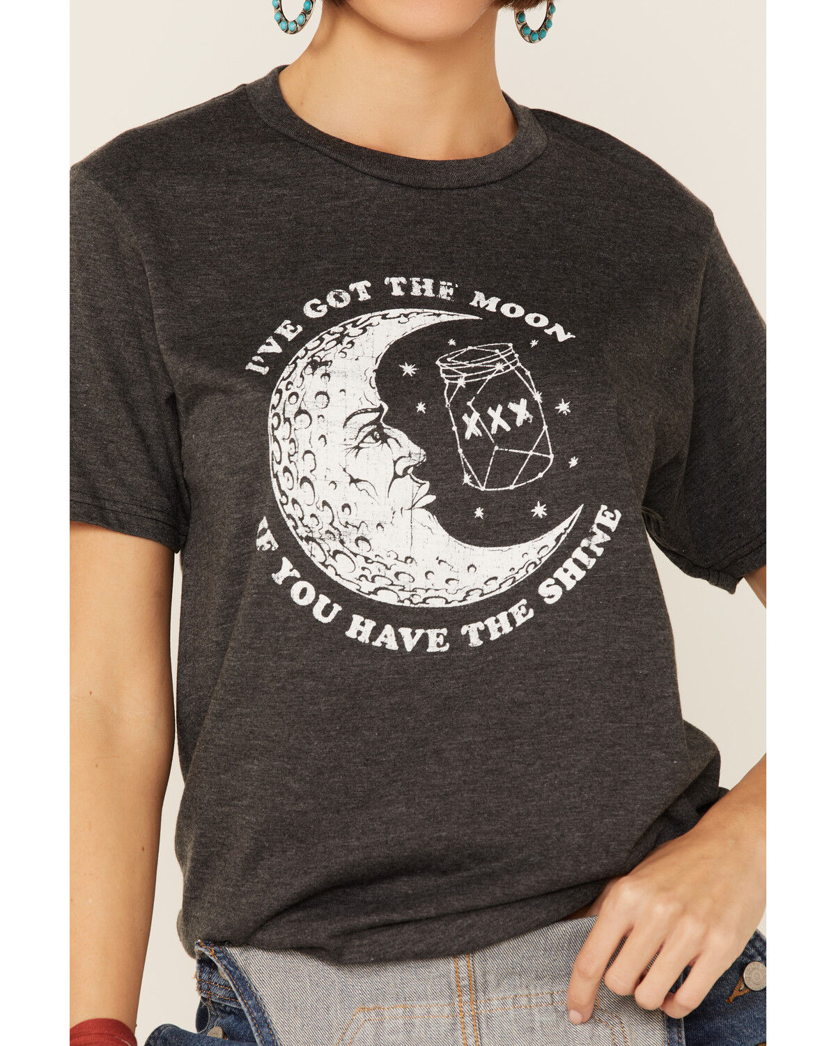 Image #2 - American Highway Women's Short Sleeve Charcoal Gray We Got the Moon if You Have the Shine T-Shirt, Charcoal, hi-res