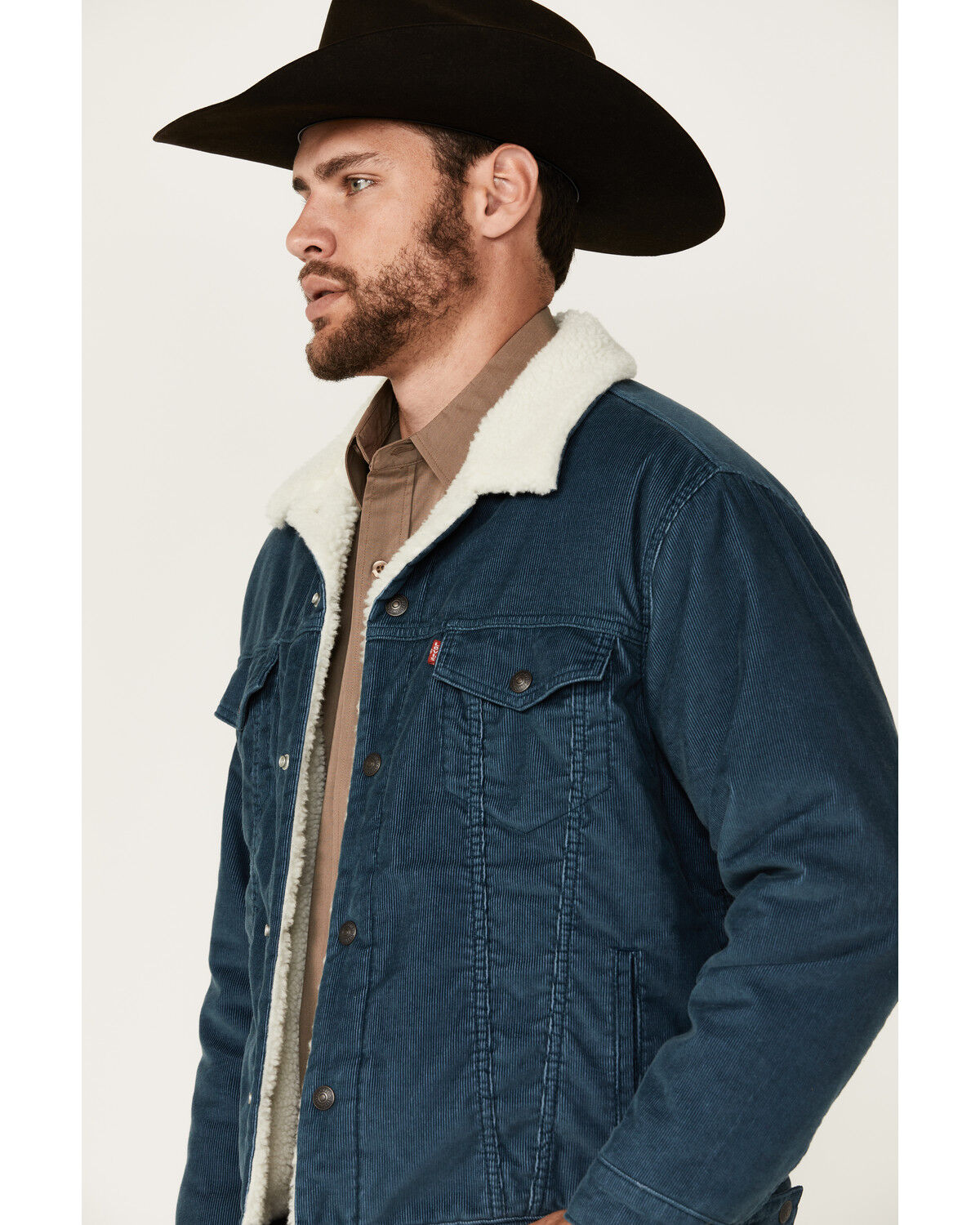 Image #2 - Levi's Men's Corduroy Sherpa Lined Trucker Jacket, Medium Blue, hi-res