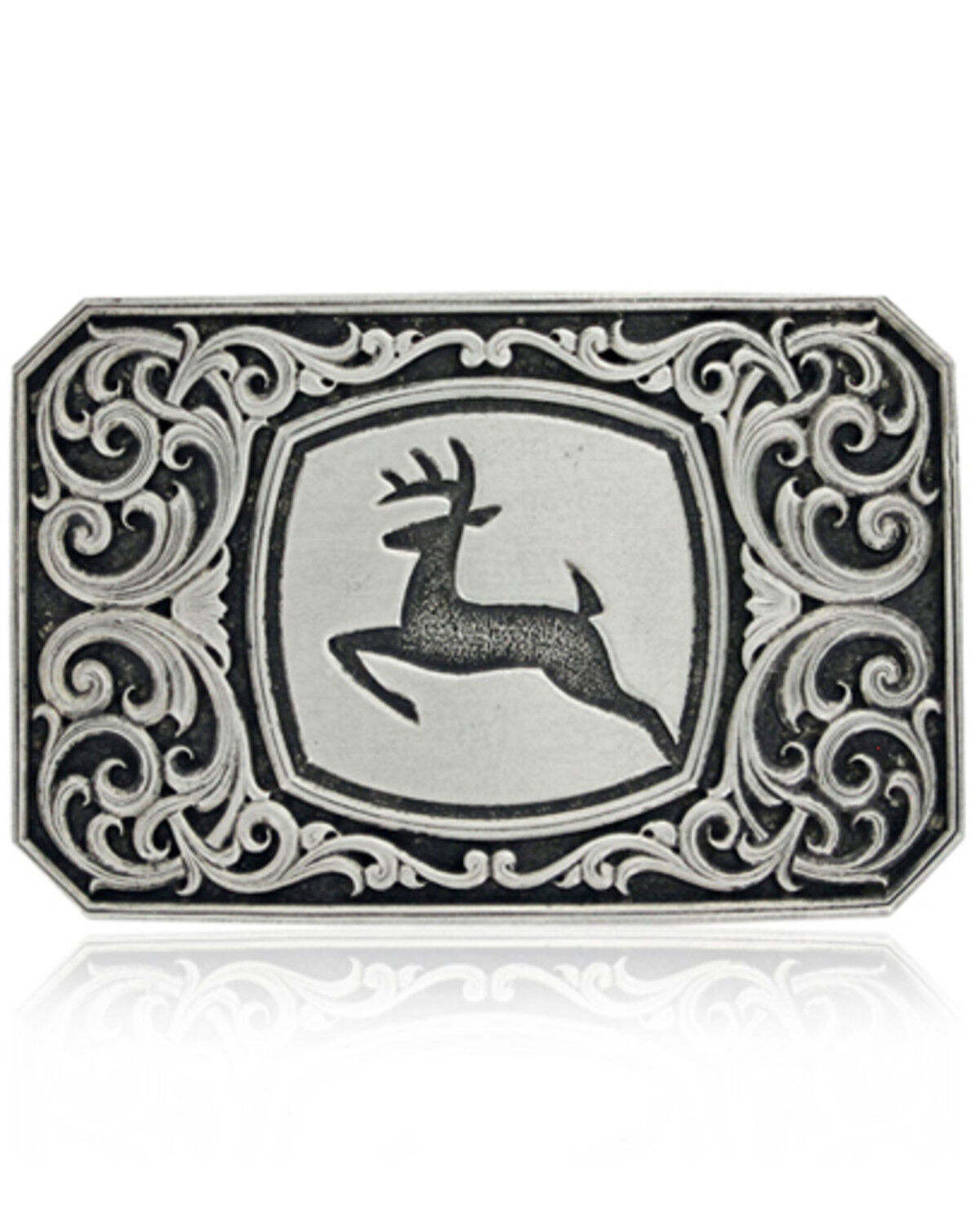 Image #1 - Montana Silversmiths Women's John Deere Filigree Belt Buckle, Silver, hi-res