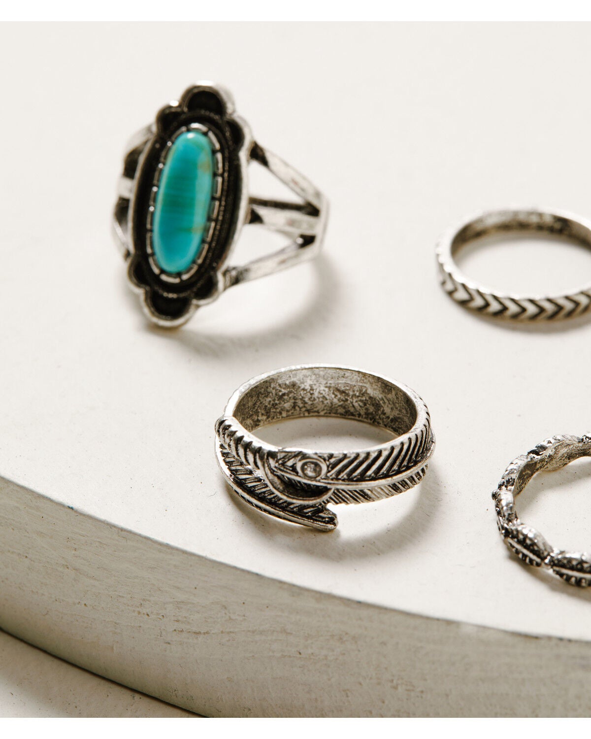 Image #2 - Shyanne Women's 4-piece Silver & Turquoise Ring Set, Silver, hi-res
