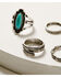 Shyanne Women's 4-piece Silver & Turquoise Ring Set, Silver, hi-res