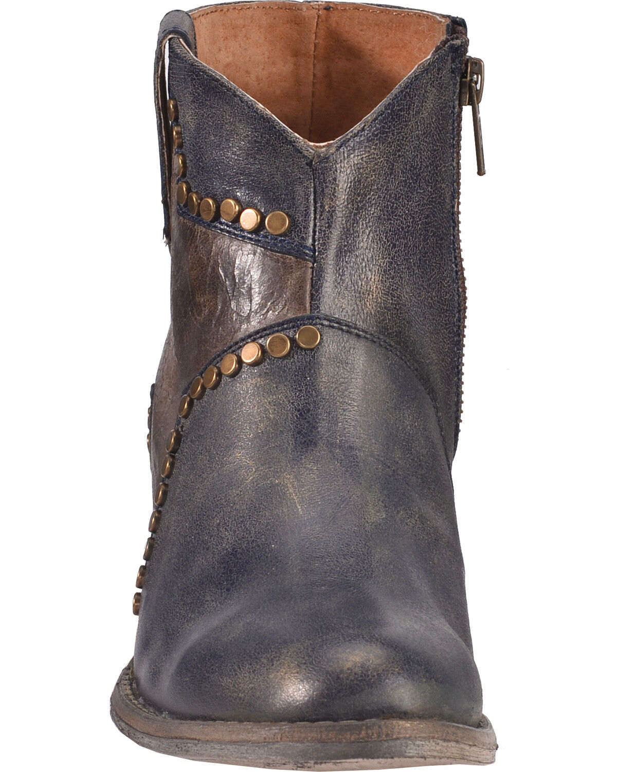 Image #4 - Circle G Women's Studded Star Inlay Booties - Round Toe, Blue, hi-res