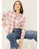 Flag & Anthem Women's Plaid Print Chest Pocket Long Sleeve Shirt , Pink, hi-res