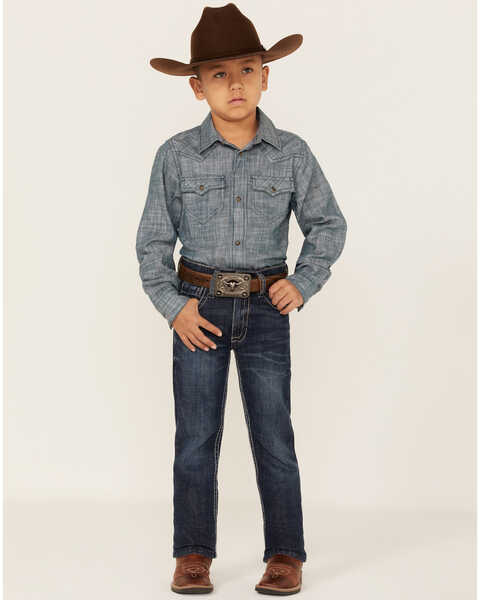 Image #3 - Cody James Little Boys' Maverick Dark Wash Straight Jeans - Sizes 4-8, Blue, hi-res