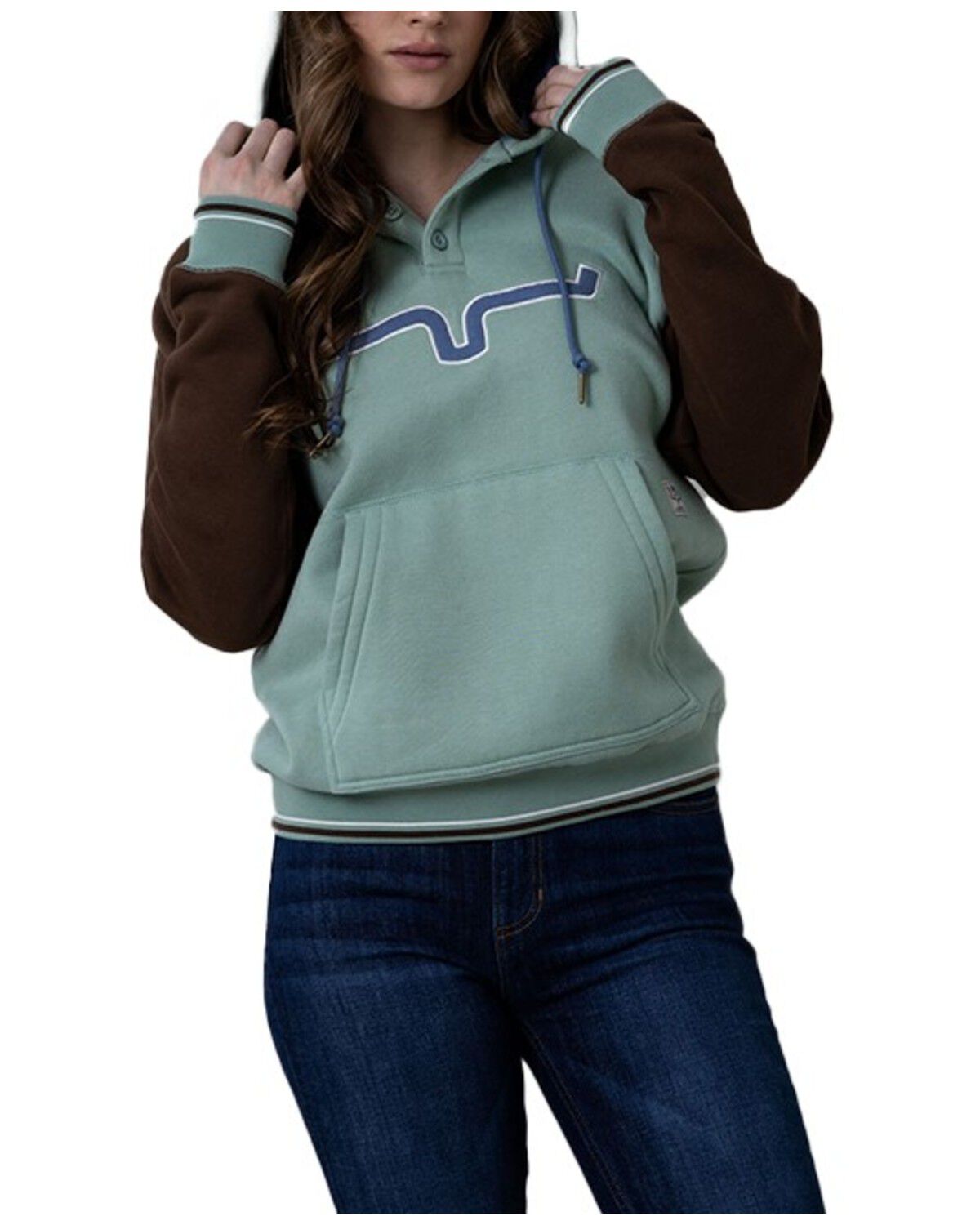 Image #2 - Kimes Ranch Women's Amigo Logo Hooded Pullover, Teal, hi-res