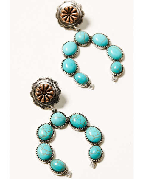 Image #2 - Shyanne Women's Cactus Rose Turquoise Blossom Earrings , Silver, hi-res