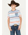 GROM Boys' Mesa Striped Short Sleeve Pocket T-Shirt, Blue, hi-res