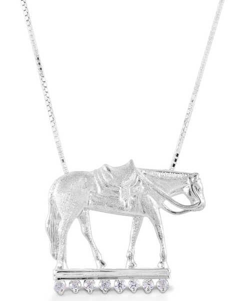  Kelly Herd Women's Large Western Pleasure Horse Necklace , Silver, hi-res