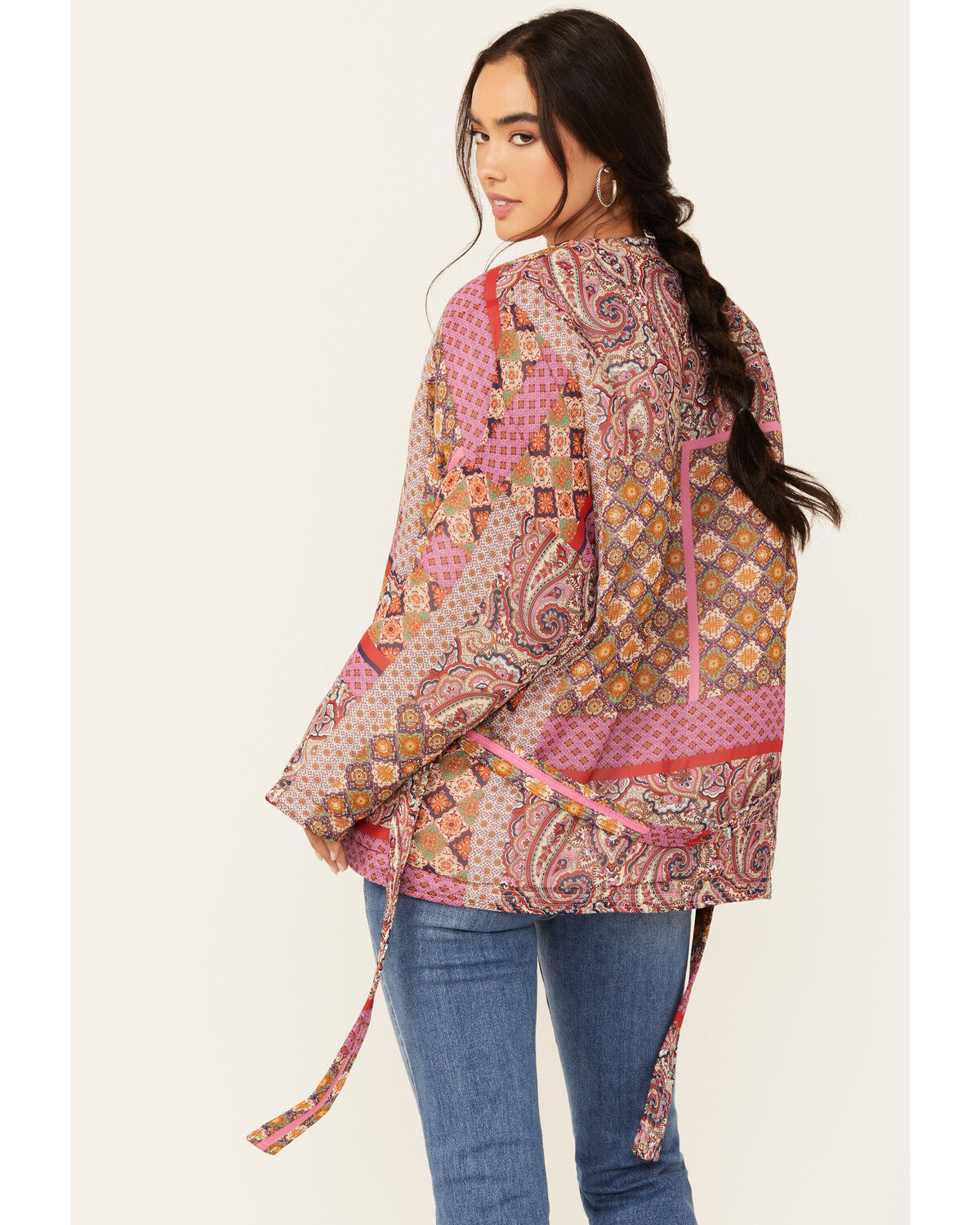 Image #4 - Molly Bracken Women's Livia Patchwork Shacket, Fuchsia, hi-res