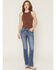 Image #3 - Miss Me Women's Medium Wash Mid Rise Geo Pocket 32" Bootcut Stretch Denim Jeans, Medium Wash, hi-res