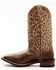 Image #3 - Laredo Women's Leopard Print Western Performance Boots - Broad Square Toe, Chocolate, hi-res