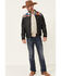 Hooey Men's Southwestern Print Zip-Front Softshell Jacket , Charcoal, hi-res