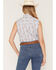 Image #4 - Ely Walker Women's Boot Barn Exclusive Floral Horseshoe Print Sleeveless Pearl Snap Western Shirt, Blue, hi-res
