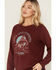 Image #2 - Wrangler Women's Boot Barn Exclusive Long Live Cowboys Graphic Crewneck, Burgundy, hi-res