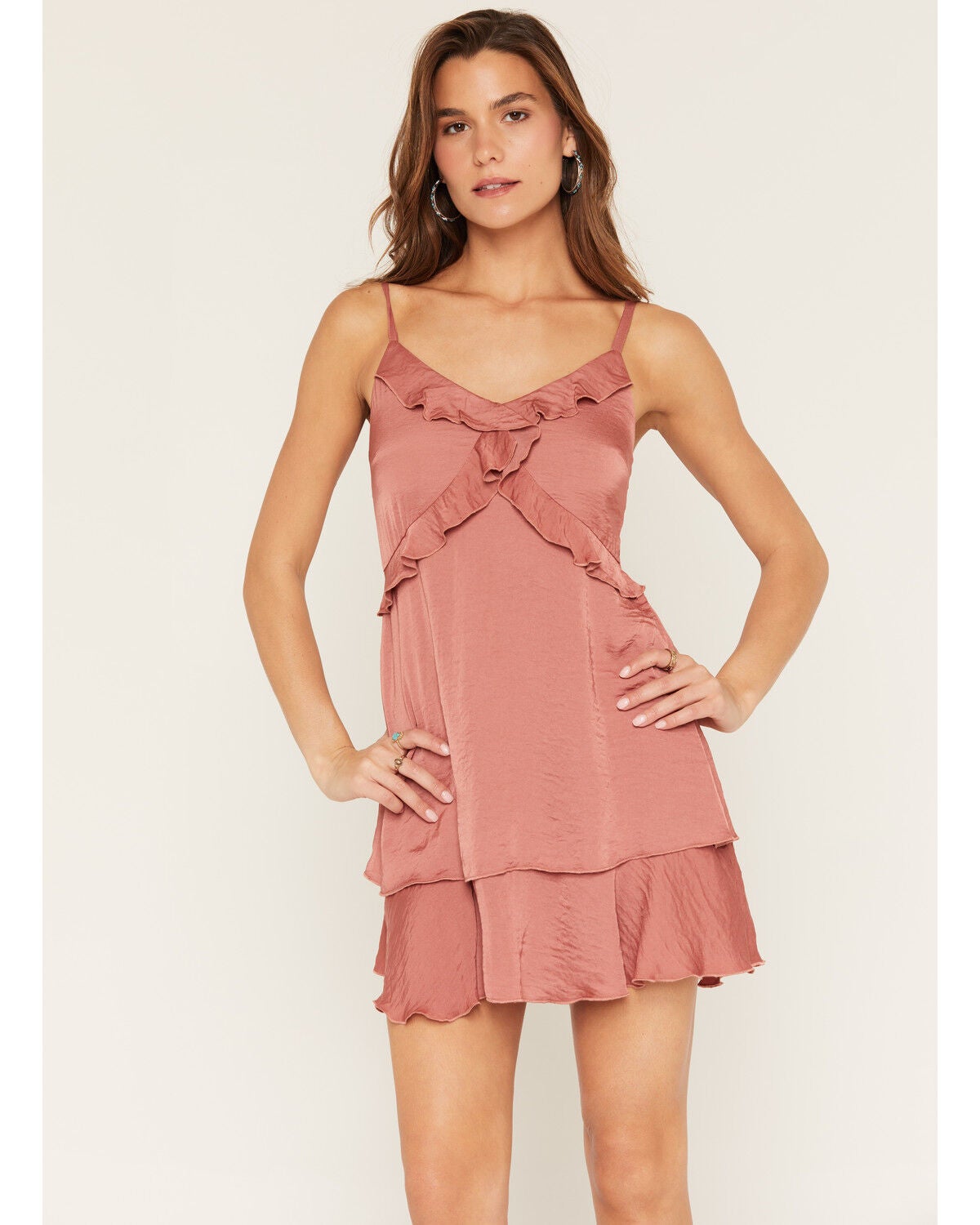 Image #1 - Shyanne Women's Maren Ruffle Trim Sleeveless Mini Dress, Rose, hi-res
