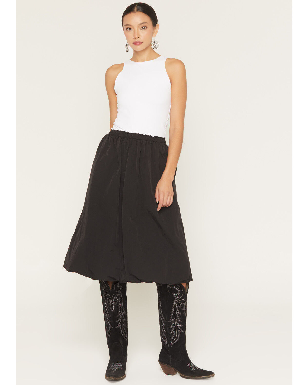 Image #1 - By Together Women's Bubble Midi Skirt, Black, hi-res