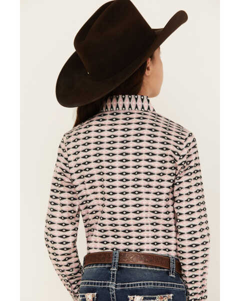 Image #4 - Cruel Girl Girls' Geo Print Long Sleeve Western Snap Shirt , Pink, hi-res