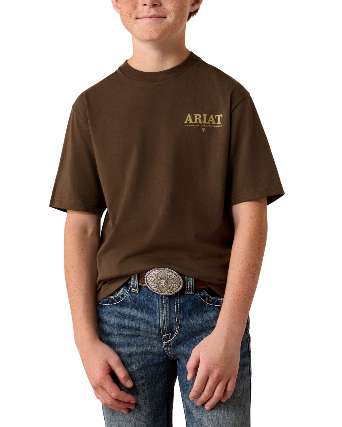Image #2 - Ariat Boys' Rocky Bull Short Sleeve Graphic T-Shirt, Brown, hi-res