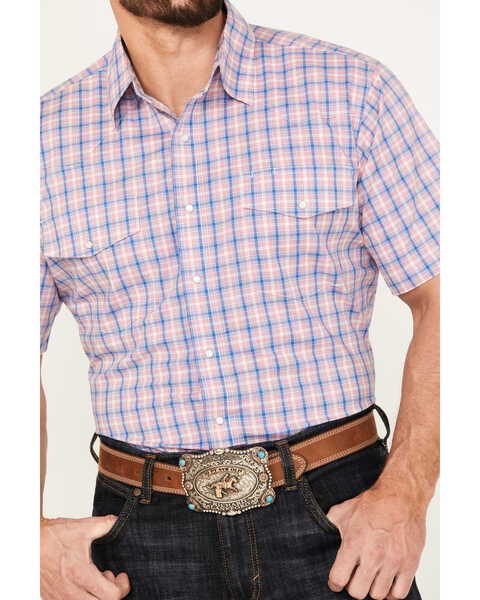 Image #3 - Wrangler Men's Wrinkle Resist Plaid Print Short Sleeve Pearl Snap Western Shirt, Multi, hi-res